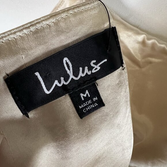 Lulu’s NWT Beige‎ Satin Tie-Strap Cropped Tank Top Size M Zip Up Back - Picture 6 of 8